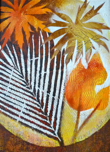 「Fall Flowers」というタイトルの絵画 Hemu Aggarwal (hyaggarwal)によって, オリジナルのアートワーク, アクリル