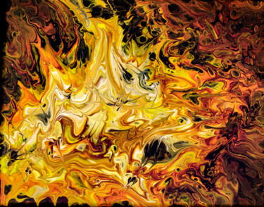 Картина под названием "California Fire-Pou…" - Hemu Aggarwal (hyaggarwal), Подлинное произведение искусства, Акрил Установле…