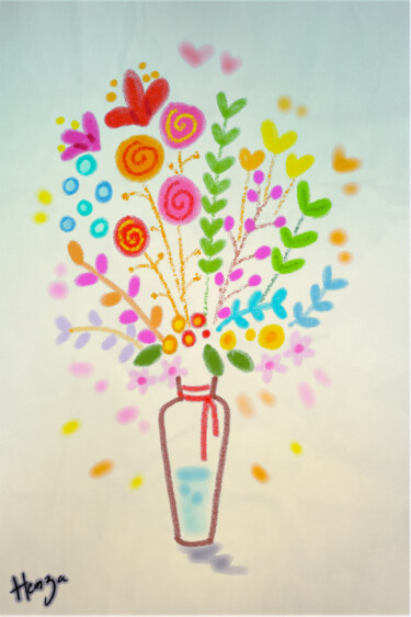 Digital Arts titled "The Flowerpot" by Hemza Zeghar, Original Artwork, Digital Painting