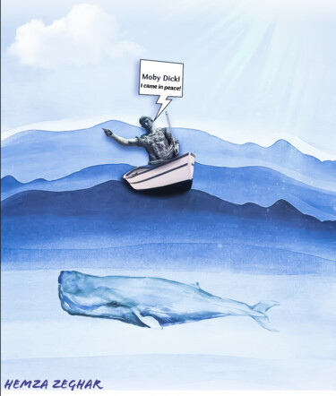 Κολάζ με τίτλο "Save the Whales" από Hemza Zeghar, Αυθεντικά έργα τέχνης, Κολάζ