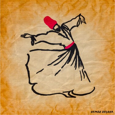 Tekening getiteld "The Dervish" door Hemza Zeghar, Origineel Kunstwerk, 2D Digital Work