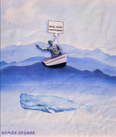 Collages intitulée "Moby Dick! I Came i…" par Hemza Zeghar, Œuvre d'art originale, Collages