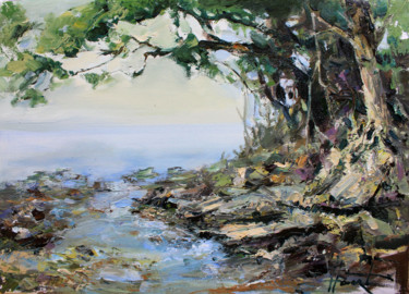 Картина под названием "On the seashore" - Henadzy Havartsou, Подлинное произведение искусства, Масло Установлен на Деревянна…