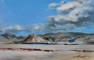 Painting titled "Desert 3" by Henadzy Havartsou, Original Artwork, Oil Mounted on Wood Stretcher frame