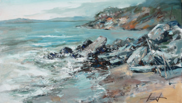 Peinture intitulée "Mediterranean coast" par Henadzy Havartsou, Œuvre d'art originale, Huile Monté sur Châssis en bois