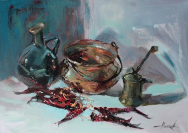 Картина под названием "Still life with chi…" - Henadzy Havartsou, Подлинное произведение искусства, Масло Установлен на Дере…