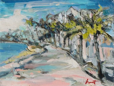 Malarstwo zatytułowany „Promenade des Angla…” autorstwa Henadzy Havartsou, Oryginalna praca, Olej Zamontowany na Drewniana r…