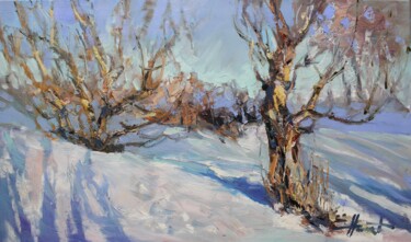 Pintura intitulada "Winter sun" por Henadzy Havartsou, Obras de arte originais, Óleo Montado em Armação em madeira
