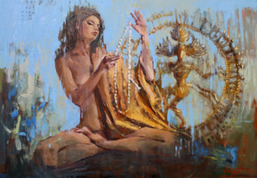 Pintura intitulada "Wheel of Shiva" por Henadzy Havartsou, Obras de arte originais, Óleo Montado em Armação em madeira
