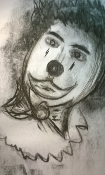 Drawing titled "Clown 2" by Henber, Original Artwork, Charcoal