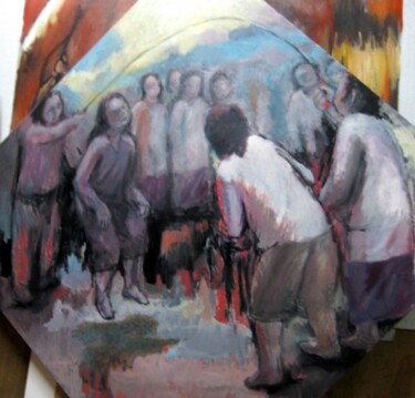 Painting titled "Rope Skipping" by Heng Eowlin, Original Artwork