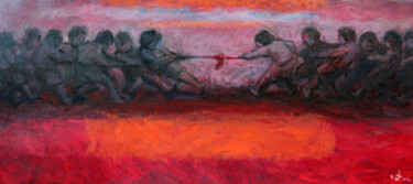 Pintura intitulada "Tug of Wall, Pain a…" por Heng Eowlin, Obras de arte originais