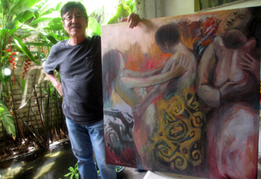 Painting titled "Eow Lin with Happy…" by Heng Eowlin, Original Artwork