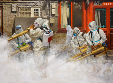 Pittura intitolato "万象更新" da Heng Qiang, Opera d'arte originale, Olio