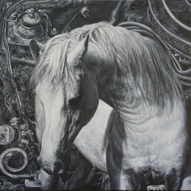 绘画 标题为“白马” 由恒 强, 原创艺术品, 油