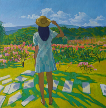Painting titled "夏天" by Heng Qiang, Original Artwork, Oil