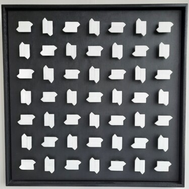 Malerei mit dem Titel "Black & white compo…" von Henk Broeke, Original-Kunstwerk, Acryl Auf Holzplatte montiert