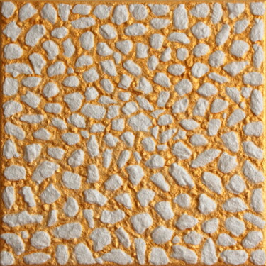 Ζωγραφική με τίτλο "White rocks on gold…" από Henk Broeke, Αυθεντικά έργα τέχνης, Ακρυλικό Τοποθετήθηκε στο Ξύλινο φορείο σκ…