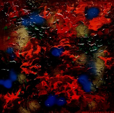 Painting titled "Face in the cosmos" by Henk Dekkers, Original Artwork, Acrylic