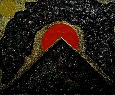 Schilderij getiteld "Donkere piramide" door Henk Dekkers, Origineel Kunstwerk, Acryl