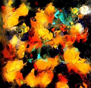 Arts numériques intitulée "Turquoise in Yellow" par Henk Dekkers, Œuvre d'art originale, Photographie numérique