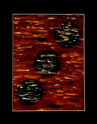 Painting titled "Three Black Suns" by Henk Dekkers, Original Artwork, Oil