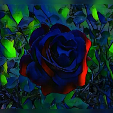 Digital Arts titled "Blue Rose" by Henk Dekkers, Original Artwork, Digital Painting