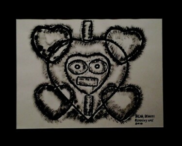 Drawing titled "A heart with eyes" by Henk Dekkers, Original Artwork, Ink