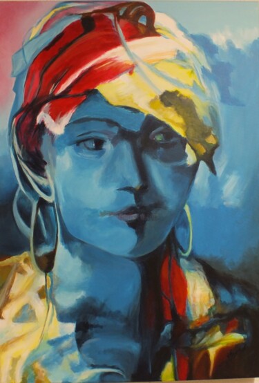 Peinture intitulée "Donna in Azzurro. (…" par Henk Soet, Œuvre d'art originale, Acrylique