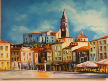 Schilderij getiteld "Piazza del Popolo" door Henk Soet, Origineel Kunstwerk, Acryl