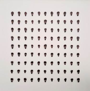 Peinture intitulée "Faces - object 102" par Henk Broeke, Œuvre d'art originale, Acrylique Monté sur Panneau de bois