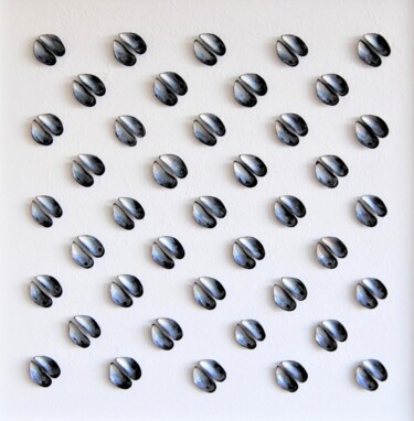 Malerei mit dem Titel "Flying mussels - ob…" von Henk Broeke, Original-Kunstwerk, Acryl Auf Holzplatte montiert