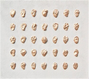 Malarstwo zatytułowany „Golden oysters - ob…” autorstwa Henk Broeke, Oryginalna praca, Akryl Zamontowany na Panel drewniany