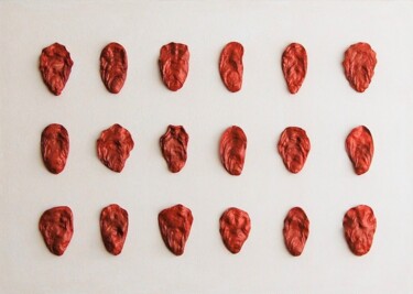 Painting titled "Red Oysters - objec…" by Henk Broeke, Original Artwork, Acrylic Mounted on Wood Panel