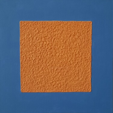 Peinture intitulée "Blue & orange squar…" par Henk Broeke, Œuvre d'art originale, Acrylique Monté sur Châssis en bois