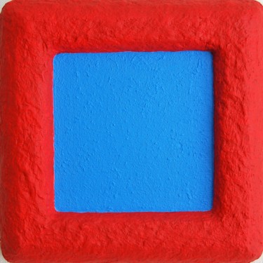 Painting titled "Red & Blue - object…" by Henk Broeke, Original Artwork, Acrylic Mounted on Wood Stretcher frame