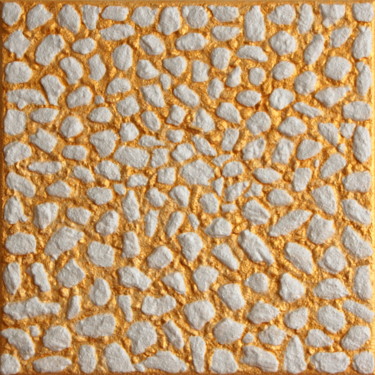 Painting titled "White rocks on gold…" by Henk Broeke, Original Artwork, Acrylic Mounted on Wood Stretcher frame