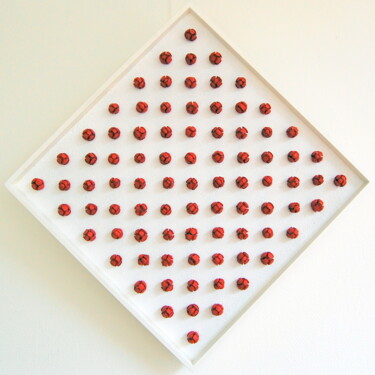 Painting titled "Bellota red - objec…" by Henk Broeke, Original Artwork, Acrylic Mounted on Wood Panel