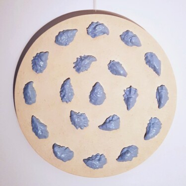 Pintura intitulada "Oyster circle- obje…" por Henk Broeke, Obras de arte originais, Acrílico Montado em Painel de madeira