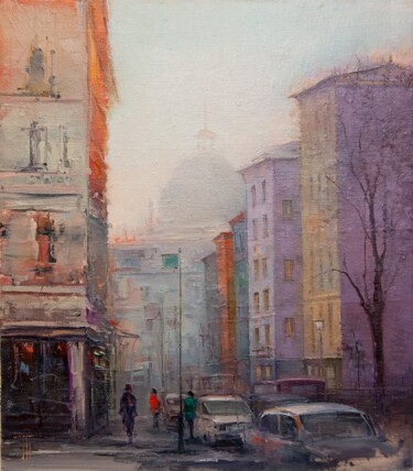 Painting titled ""Sunset in Berlin"" by Hennadii Penskyi, Original Artwork, Oil