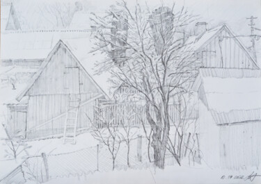 Drawing titled "Yesterday's snow wa…" by Hennadii Volokitin, Original Artwork, Pencil