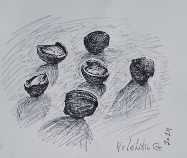 Desenho intitulada "Just nuts" por Hennadii Volokitin, Obras de arte originais, Tinta
