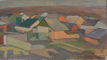 Schilderij getiteld "Roofs. № 6" door Hennadii Volokitin, Origineel Kunstwerk, Olie