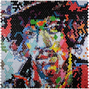 Collagen mit dem Titel "Jimi Hendrix" von Henning Leuschner, Original-Kunstwerk, Collagen