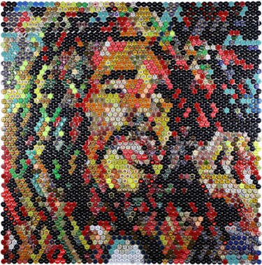 Collages intitulée "Bob Marley - 2020" par Henning Leuschner, Œuvre d'art originale, Collages