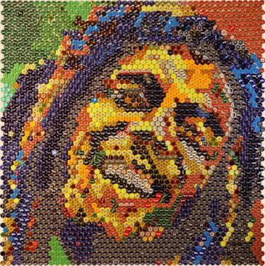 Collagen mit dem Titel "Bob Marley 2" von Henning Leuschner, Original-Kunstwerk, Collagen