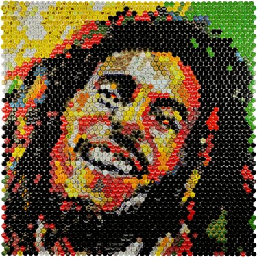 Collages titulada "Bob Marley 2.0" por Henning Leuschner, Obra de arte original, Collages