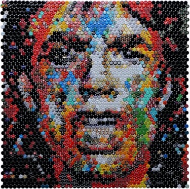 Collagen mit dem Titel "Micl Jagger 3.0" von Henning Leuschner, Original-Kunstwerk, Collagen