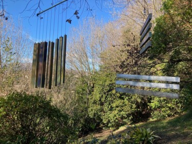 Escultura titulada "Colombe de bois en…" por Hénohut De Zhéry, Obra de arte original, Madera