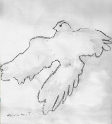 Drawing titled "Colombe" by Henohut, Original Artwork, Charcoal